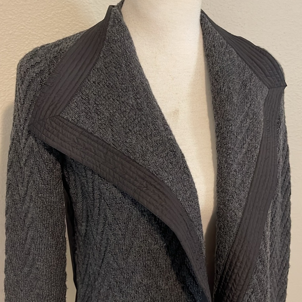 Lafayette 148 New York Charcoal Chevron Knit Open-Front Blazer - Picture 4 of 10